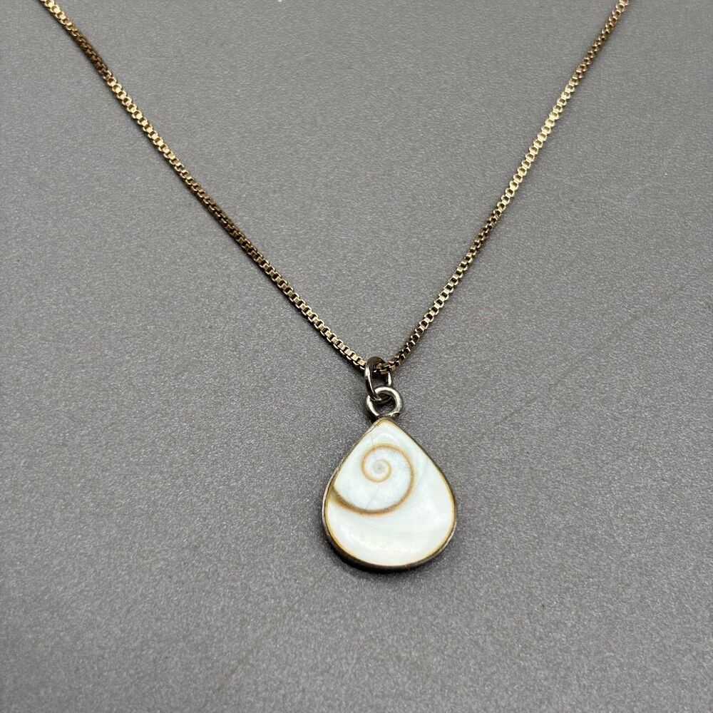 Sterling Silver Shiva Eye Shell Pendant Necklace 925 Italy Swarovski Chain 18"